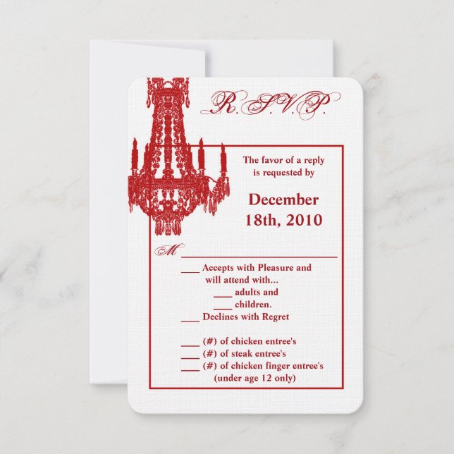 Convites Placa R.S.V.P. 3.5x5 Chandelier Glitz Glamo (Frente)