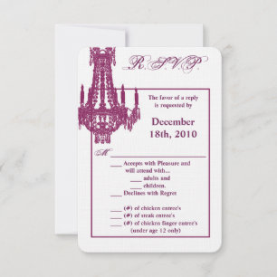 Convites Placa R.S.V.P. 3.5x5 Chandelier Glitz Glamo