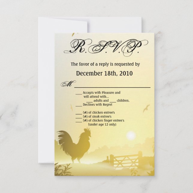 Convites Placa R.S.V.P. 3.5x5 Rus de Fazenda Sunny Morning (Frente)
