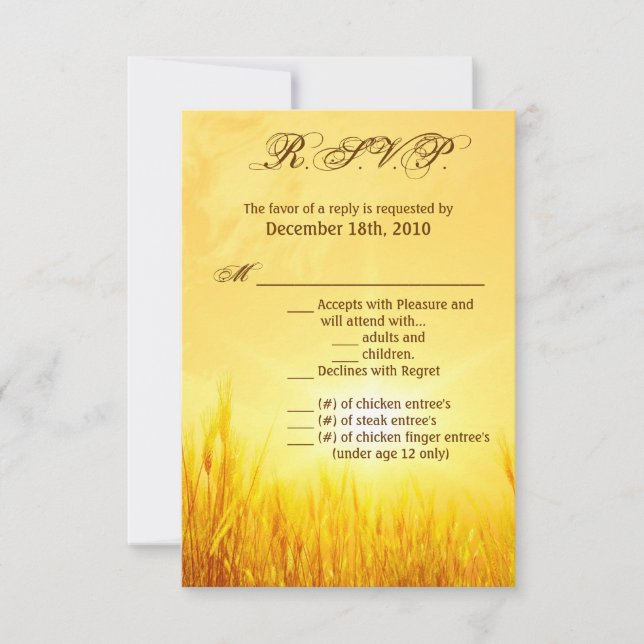 Convites Placa R.S.V.P. 3.5x5 Suspensa de trigo (Frente)