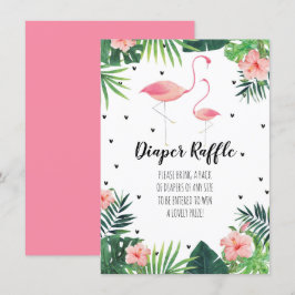 Convites Placa Raffle de Fralda de Chá de fraldas Flamingo