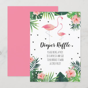 Convites Placa Raffle de Fralda de Chá de fraldas Flamingo