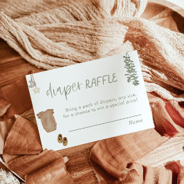 Convites Placa Raffle fralda | Chá de fraldas Sage Green Bo