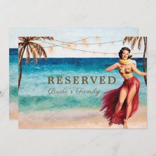 Convites placa reservada para cena de praia tropical editáv