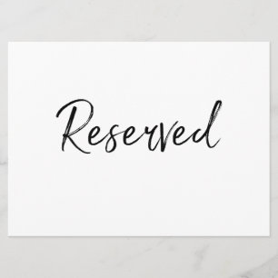 Convites Placa "Reservado" Letra Desenhada à Mão com Esti