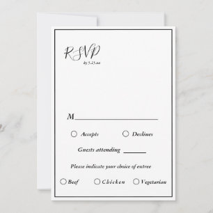 Convites Placa RSVP 5x7 do Menu de Casamento Moderno Elegan