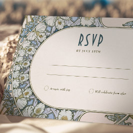 Convites Placa RSVP Art Nouveau com Vintage Floral Design