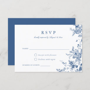 Convites Placa RSVP Azul de Marinho Botânico Floral Elegant