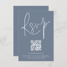 Placa RSVP Azul Dusty com Script de Código QR Mode