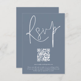 Convites Placa RSVP Azul Dusty com Script de Código QR Mode