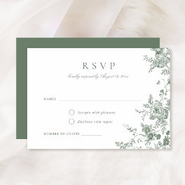 Convites Placa RSVP Botânica Verde de Sage Floral Elegante