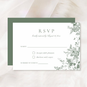 Convites Placa RSVP Botânica Verde de Sage Floral Elegante