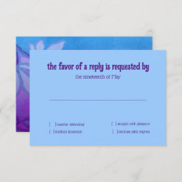 Convites Placa RSVP Cartonagem Floral Azul Turquesa Púrpura