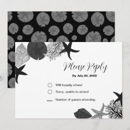 Convites Placa RSVP casual da camada branca de cinza preta