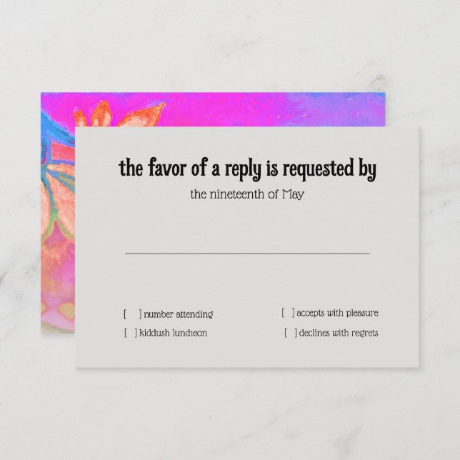 Convites Placa RSVP Colorida Boho Floral Watercolor (Frente/Verso)