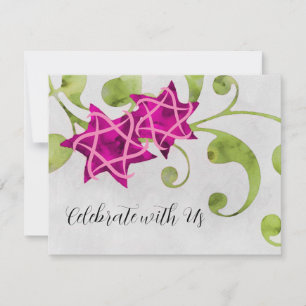 Convites Placa RSVP de Aquarela Estrela Floral Design Rosa