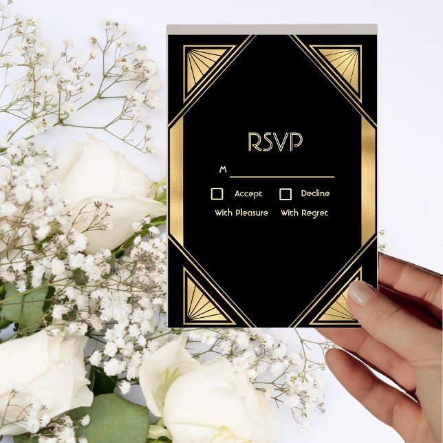 Convites Placa RSVP de Art Deco Glam Vintage (Criador carregado)