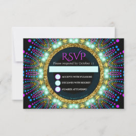 Convites Placa RSVP de Bat Mitzvah com Luz Negra