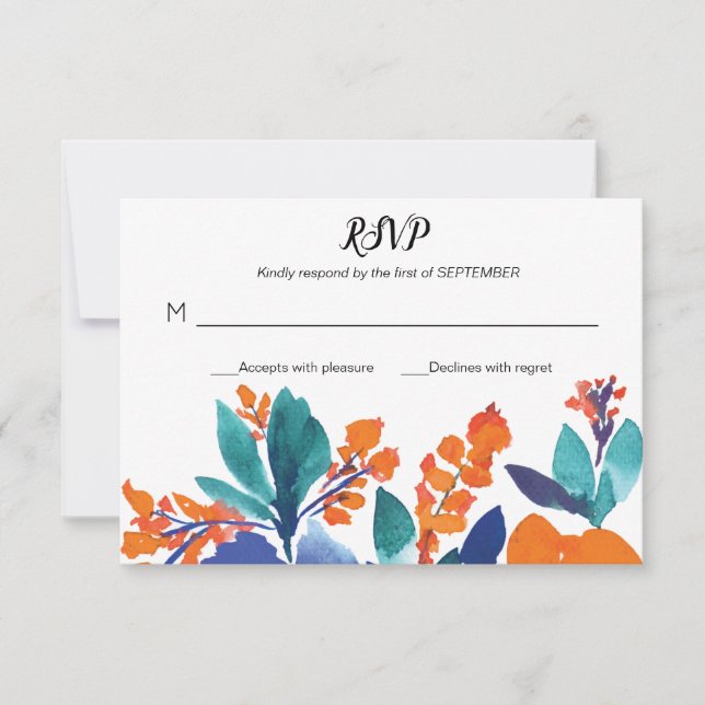 Convites Placa RSVP de Bloom Floral Vibrante (Frente)