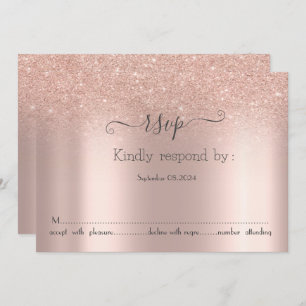 Convites Placa RSVP de Bokeh Glitter Bokeh Elegante Rosa Do
