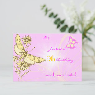Convites Placa RSVP de Borboleta Rosa