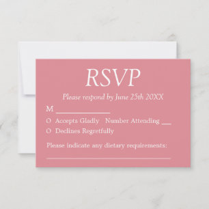 Convites Placa RSVP de Casamento Cor-de-Rosa na moda