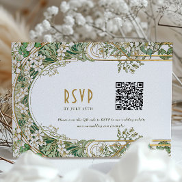 Convites Placa RSVP de Casamento de Arte Nouveau Elegante c