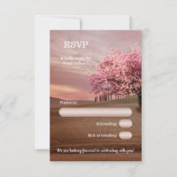 Placa RSVP de Casamento de Árvore de Cereja Blosso