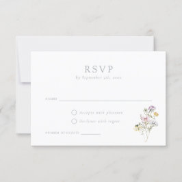 Convites Placa RSVP de Casamento de Blush de Flores Selvage