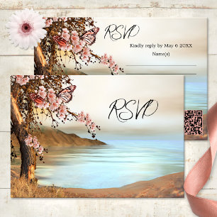 Convites Placa RSVP de Casamento de Borboleta Oceânica de C