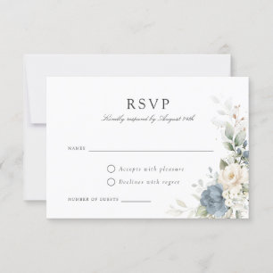 Convites Placa RSVP de Casamento de Bosta Azul Floral
