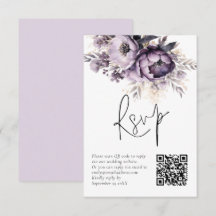 Placa RSVP de Casamento de Código QR de Florais de