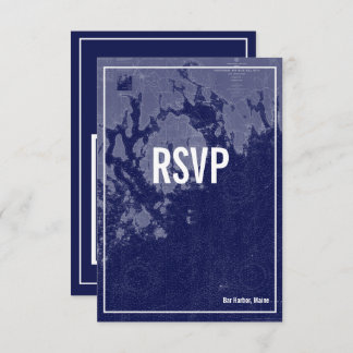 Convites Placa RSVP de Casamento de Mapa de bar Harbour Mai