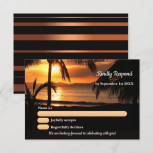 Convites Placa RSVP de Casamento de Praia de Palm Tropical