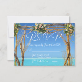 Convites Placa RSVP de Casamento de Praia Tropical Floral T