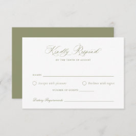 Convites Placa RSVP de Casamento de Sage do Script de Calig