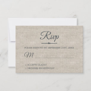 Convites Placa RSVP de Casamento de Script de Chic Linen pa