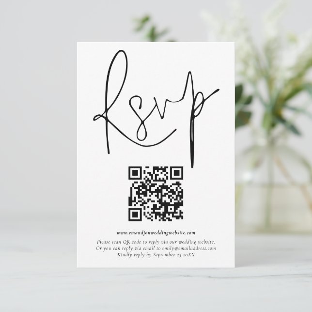 Convites Placa RSVP de Casamento de Script de Código QR Min (Em pé/Frente)
