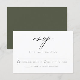 Convites Placa RSVP de Casamento de Script Minimalista Verd