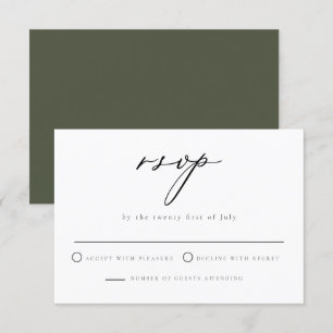 Convites Placa RSVP de Casamento de Script Minimalista Verd