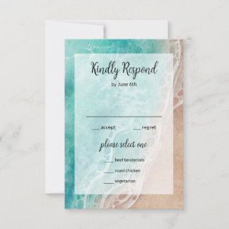 Convites Placa RSVP de Casamento Externo da praia de Wavy