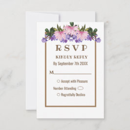 Convites Placa RSVP de Casamento Floral da Lavanda Magnolia
