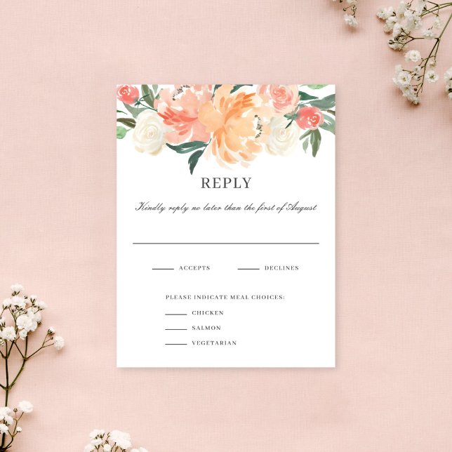 Convites Placa RSVP de Casamento Floral de Cores de Água Mo (Criador carregado)
