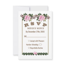Placa RSVP de Casamento Floral de Magnolia Greener