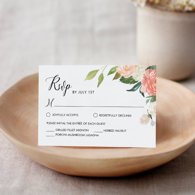 Convites Placa RSVP de Casamento Floral de Pessegueira de A (Criador carregado)