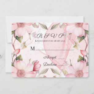 Convites Placa RSVP de Casamento Floral de Tinta Álcool Ros