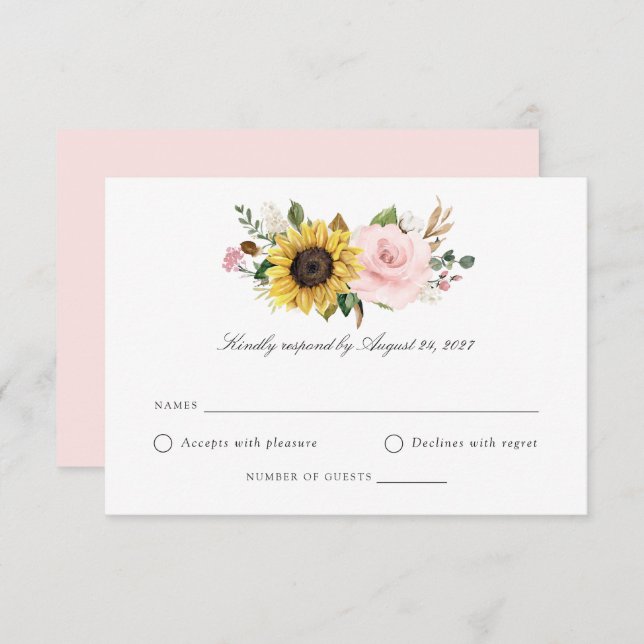 Convites Placa RSVP de Casamento Floral Floral Flush (Frente/Verso)