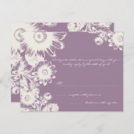 Convites Placa RSVP de Casamento Floral Puro de Uva Fumosa