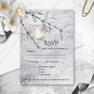 Convites Placa RSVP de Casamento no inverno de Neve Esponte