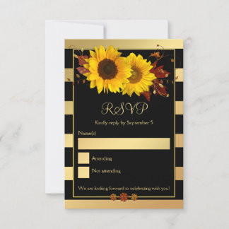 Convites Placa RSVP de Casamento outono em faixa de girasso